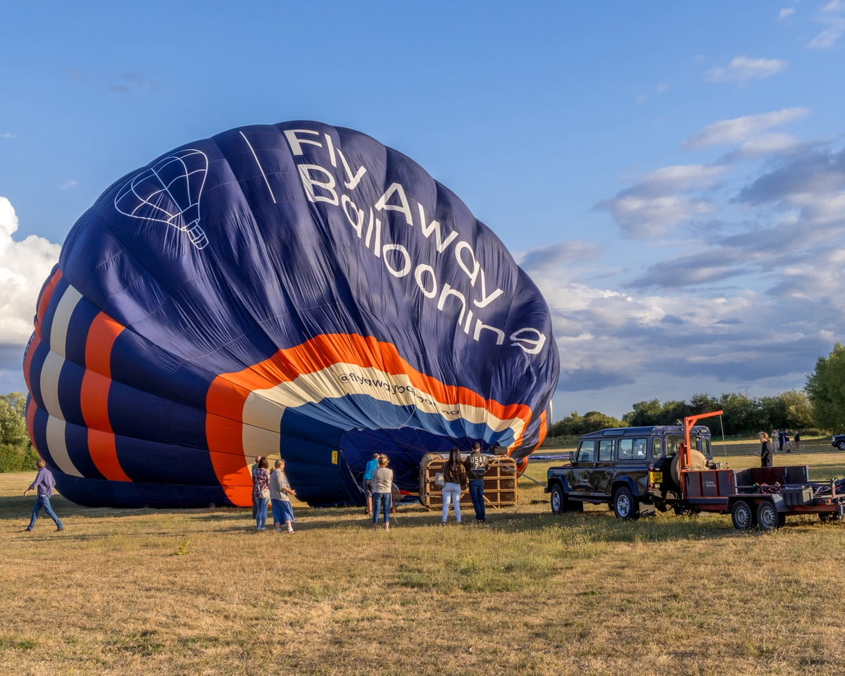 Fly Away Ballooning hot air balloon being prepared for flight